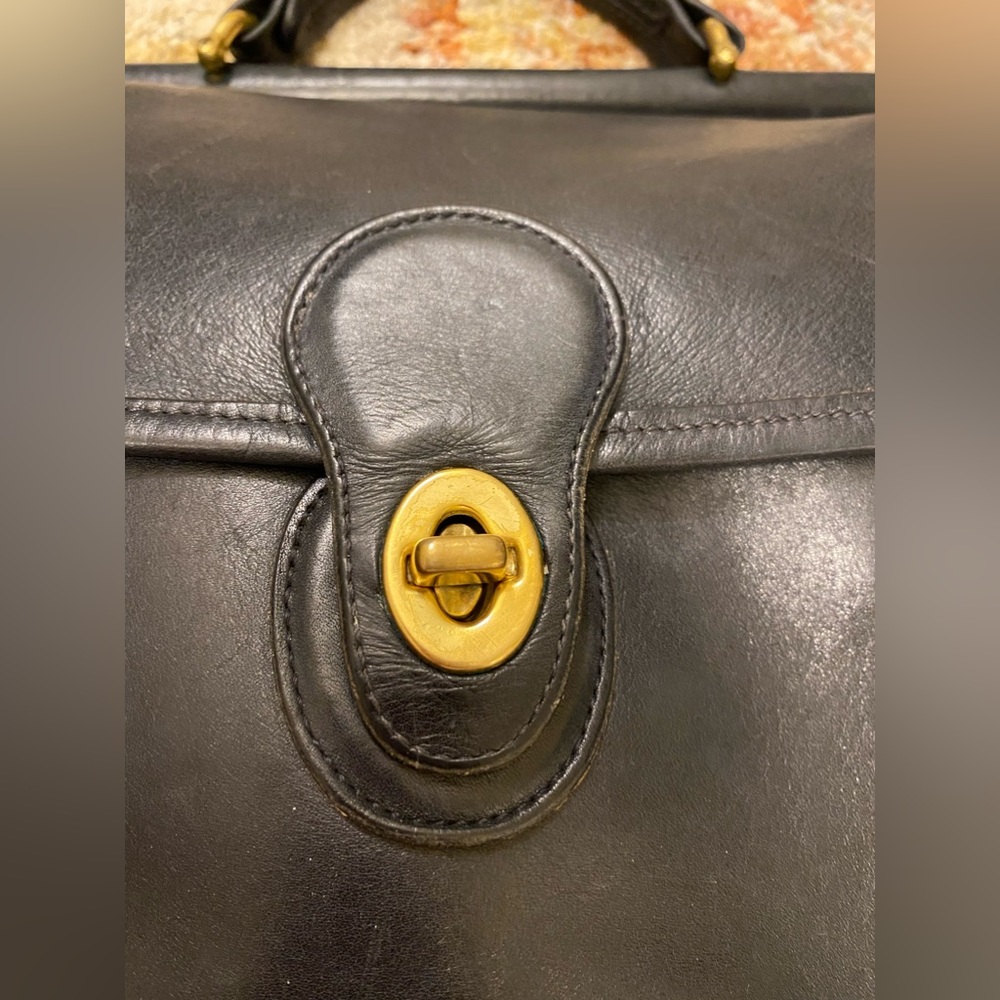 Coach Black Leather Crossbody Satchel with Gold Hardware - Picture 3 of 14